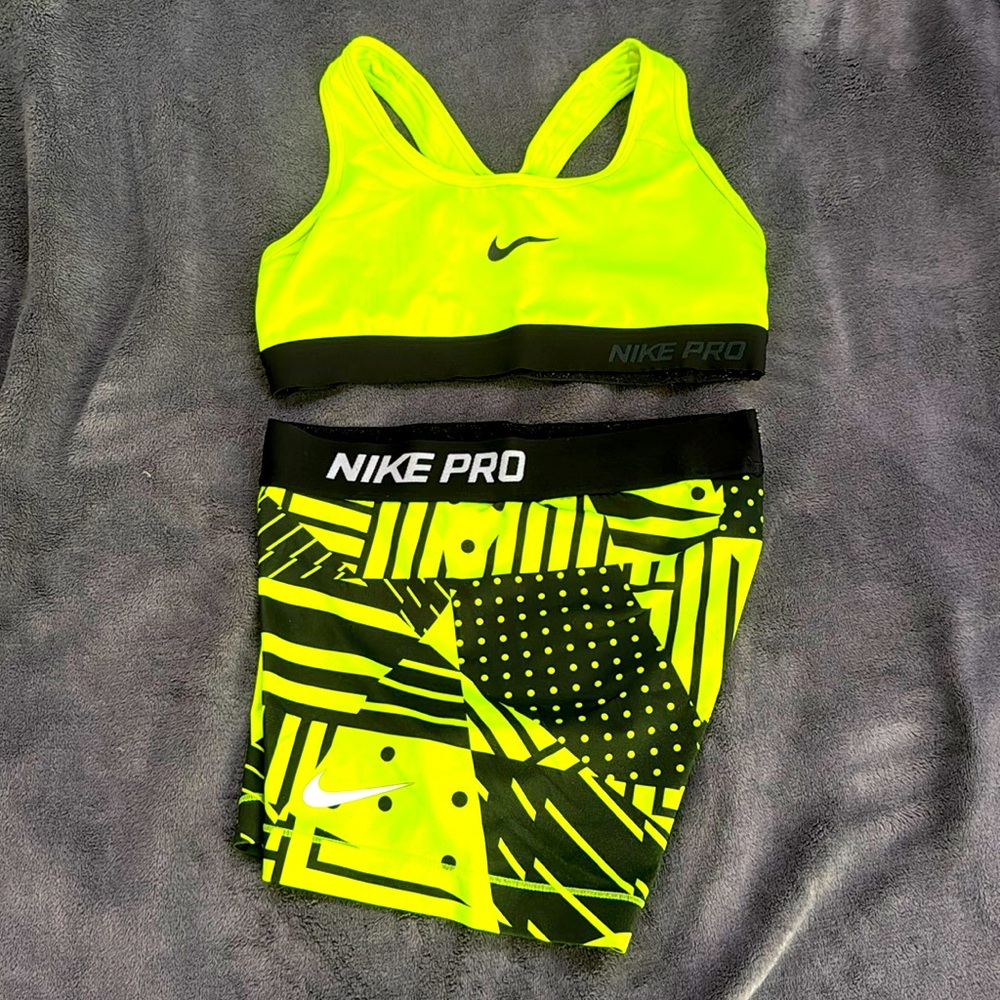 Neon Yellow Nike Pro Workout Set